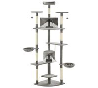 vidaXL Tiragraffi per gatti con tiragraffi in sisal 203 cm Grigio e bianco