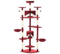 vidaXL Tiragraffi per gatti con tiragraffi in sisal 203 cm Rosso e bianco