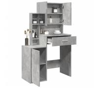 vidaXL Toeletta con Armadietto Grigio Cemento 80x35x132 cm, Tavolo da Trucco, toeletta per Camera da Letto, Mobile vanità, Tavolo vanità