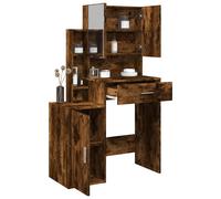 vidaXL Toeletta con Armadietto Rovere Fumo 80x35x132 cm, Tavolo da Trucco, toeletta per Camera da Letto, Mobile vanità, Tavolo vanità