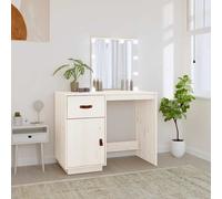 vidaXL Toeletta con LED Bianca 95x50x133,5cm in Legno Massello di Pino
