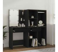 vidaXL Toeletta con LED e Armadietti in Legno Multistrato Nero