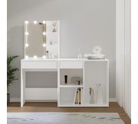 vidaXL Toeletta con LED e Armadietto Bianco in Legno Multistrato