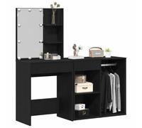 vidaXL Toeletta Set Tavolo da Trucco LED con mobiletto 140 x 40 x 140 cm Rovere Nero