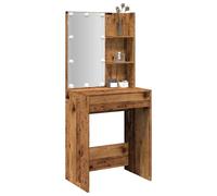 vidaXL Toeletta con LED Legno Antico 60x40x140 cm, toeletta con Specchio, tavolino, Tavolo da toeletta, specchiera, Tavolo da Trucco