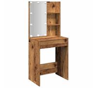 vidaXL Toeletta con LED Legno Antico 60x40x140 cm, toeletta con Specchio, tavolino, Tavolo da toeletta, specchiera, Tavolo da Trucco