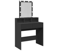 vidaXL Toeletta con LED Nera 80x41x144,5 cm, tavoli da Trucco, toletta da Camera da Letto, Tavolo da Trucco con Specchio, scrivania da Trucco