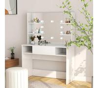 vidaXL Toeletta con Luci LED 100x40x135 cm in MDF Bianco Lucido