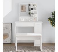 vidaXL Toeletta con Specchio Bianco 86,5x35x136 cm