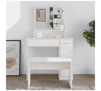 VIDAXL - Toeletta Con Specchio Bianco Lucido 86,5x35x136 Cm