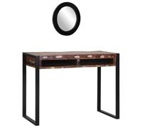 vidaXL Tavolo da toeletta per camera da letto, in legno riciclato rustico e metallo con specchio, marrone, 3 cassetti, elegante stazione di bellezza per camera da letto