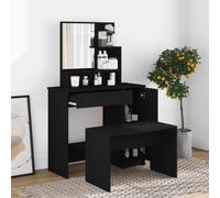 vidaXL Toeletta con Specchio Nero 86,5x35x136 cm