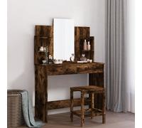 vidaXL Toeletta con Specchio Rovere Fumo 96x39x142 cm
