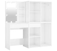 vidaXL Toeletta LED con 2 Armadietti Legno Multistrato Bianco Lucido