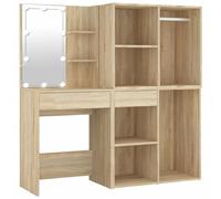 vidaXL Toeletta LED con 2 Armadietti Legno Multistrato Rovere Sonoma
