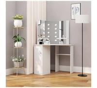 vidaXL Toeletta Tavolino da Trucco ad Angolo Luce LED Mobile Specchiera Comodino Cosmetici Coiffeur Make Up Mobiletto Arredo Bianco