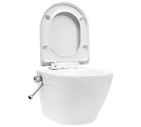 vidaXL Toilette senza Bordo Sospesa con Funzione Bidet Ceramica Bianca
