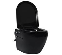 vidaXL Toilette Senza Bordo Sospesa con Funzione Bidet Ceramica Nera
