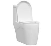 vidaXL Sedile del WC Oval con Chiusura Soft Bianco in Polypropilene 48 x 36,5 cm e 4,5 cm di Spessore. Antibatterico, Resistente e Facile da Pulire. con Rilascio rapido e Cerniere rotabili a 360°. Fi