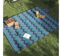 vidaXL Tovaglia da Picnic Pieghevole A Onde Blu 200x150 cm in Velluto