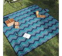 vidaXL Tovaglia da Picnic Pieghevole A Onde Blu 200x200 cm in Velluto