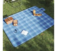 vidaXL Tovaglia da Picnic Pieghevole A Quadri Blu 200x150 cm Velluto