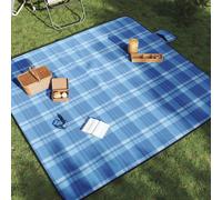 vidaXL Tovaglia da Picnic Pieghevole A Quadri Blu 200x200 cm Velluto