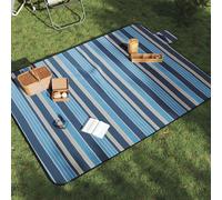 vidaXL Tovaglia Picnic Pieghevole Onde Blu e Bianco 200x150 cm Velluto