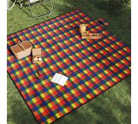 vidaXL Tovaglia Picnic Pieghevole Quadri Multicolore 200x200cm Velluto