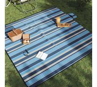 vidaXL Tovaglia Picnic Pieghevole Strisce Blu e Bianco 200x200 Velluto