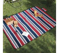 vidaXL Tovaglia Picnic Pieghevole Strisce Rosse Blu 200x150 cm Velluto