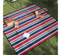 vidaXL Tovaglia Picnic Pieghevole Strisce Rosse Blu 200x200 cm Velluto