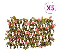 vidaXL Traliccio Edera Artificiale Espandibile 5pz Rosa Scuro 180x20cm
