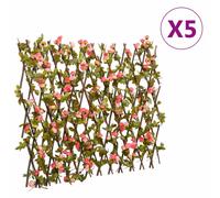 vidaXL Traliccio Edera Artificiale Espandibile 5pz Rosa Scuro 180x60cm