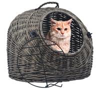 vidaXL Trasportino per Gatti Grigio 50x42x40 cm in Salice Naturale