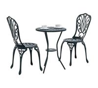 vidaXL Set da Pranzo Esterno Due sedie, Verde, Tavolo Rotondo in ghisa per 2, mobili da Balcone Tradizionali, Relax Zona Bistro, Sedia in Metallo e Seduta compatta