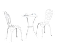 vidaXL Set Bistro da Giardino 3 PCS Bianco Alluminio, Set di mobili da Giardino Moderno per Patio e terrazzo, Pranzo Minimalista, Lounge contemporanea
