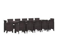 vidaXL Set da Pranzo da Giardino 13 Pezzi con Cuscini Marrone in Rattan Polimerico, Tavolo da Giardino Marrone 150x100x73 cm in Rattan Polimerico, Sedie da Giardino Cuscini 4 pz