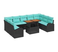 vidaXL Tuin Sofa Set 10 st Zwart Poly riet