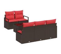 vidaXL Tuin Sofa Set 6 st 5-Aantal zitplaatsen Beige en Rood