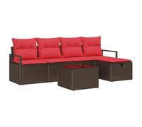 vidaXL Set Divano da Giardino 6 pz Marrone polyrattan