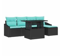 vidaXL Tuin Sofa Set 6 st Zwart en Blauw poly rattan