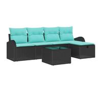 vidaXL Tuin Sofa Set 6 st Zwart poly rattan