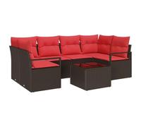 vidaXL Tuin Sofa Set 7 st 6-Aantal zitplaatsen Beige en Rood