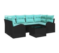 vidaXL Set Divano da Giardino 7 pcs Nero e Turchese polyrattan, Set di divani da giardino moderni, configurazione modulare, seduta resistente, arredamento esterno elegante