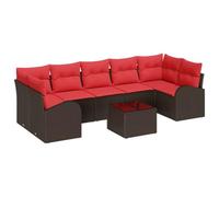 vidaXL Set di divani da giardino da 8 pezzi, beige e rosso, in rattan sintetico, mobili da giardino e terrazza, set modulare resistente al sole, divano lounge rettangolare, relax in estate