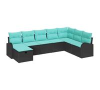 vidaXL Set Divano da Giardino con cuscino 8 pcs Nero Poly Rattan, Set di divani per giardino e terrazza, moderno, resistente, leggero, modulare, con scomparti per riporre