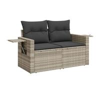 vidaXL Divano da Giardino 2 Posti con Cuscini Polyrattan Grigio Chiaro