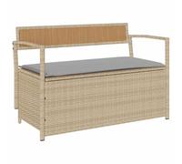 vidaXL Panca portaoggetti da giardino in polyrattan con cuscino beige