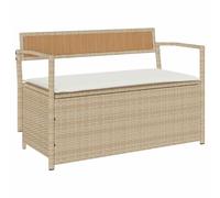 vidaXL Panca Portaoggetti da Giardino con Cuscino Beige in Polyrattan
